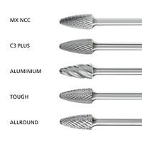 Tree Radius Burrs RBF 1/4" Shank - Tungsten Carbide