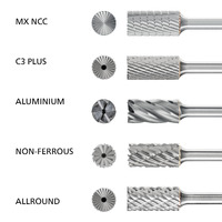 Cylindrical End Cut Burrs ZYAS 6mm Shank - Tungsten Carbide