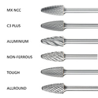 Tree Radius End Burrs RBF 6mm Shank - Tungsten Carbide