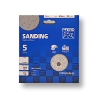 5 Pack Hook & Loop Paper Discs - Aluminium Oxide - 150mm  15 Hole - Various Grits
