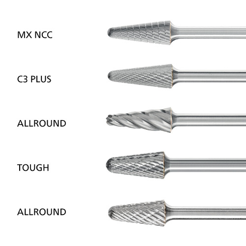 Cone Radius End Burrs KEL 1/4" Shank - Tungsten Carbide