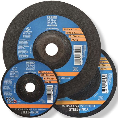 Flexible AC Blending Wheels - 3mm thick - GP INOX / STEEL For use with support pad