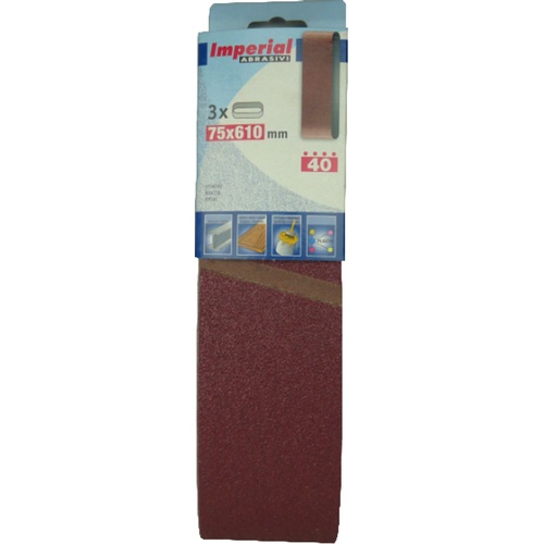 Mini Pack of 3 Linishing Belts - Aluminium Oxide 100 x 610mm - Various Grits